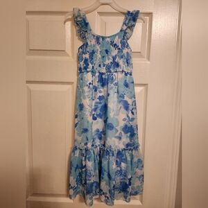 Zenzi, Girls Summer Blue Floral Dress, Size 6/6x